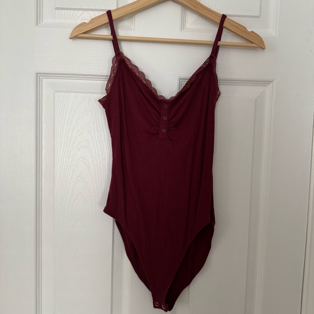 Forever 21 Maroon Lace Bodysuit